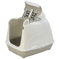 Moderna МОДЕРНА ФЛИП КЭТ закрытый туалет для кошек, с откидной крышкой, 50х39х37 см , теплый серый.